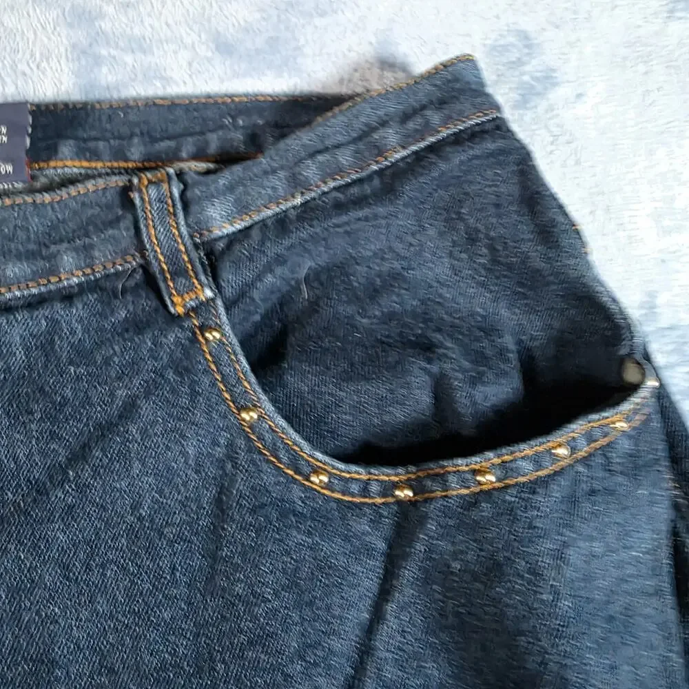 Vintage Y2K Bongo High Waisted Mom Jeans Hibiscus Embroidered Ankle Zip 20W Plus